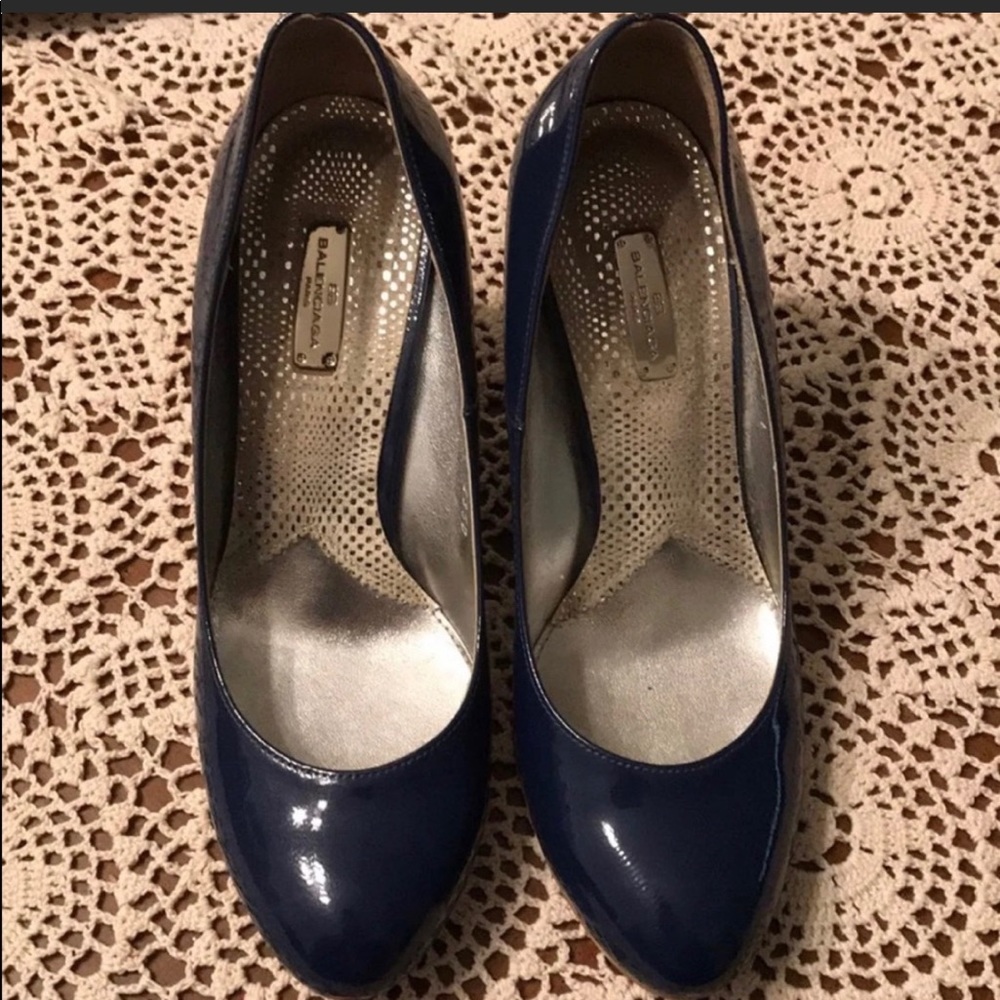 Balenciaga Navy Wedges